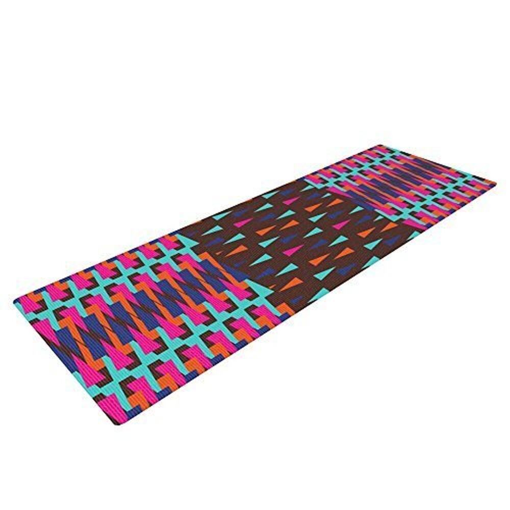 KESS InHouse Yoga Mat Frangment ABSTRACT TRIANGLE PATTERN Pink Aqua Rare 99.99